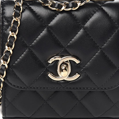 Chanel Lambskin Quilted Mini Trendy CC Chain Wallet Black 9 of 10