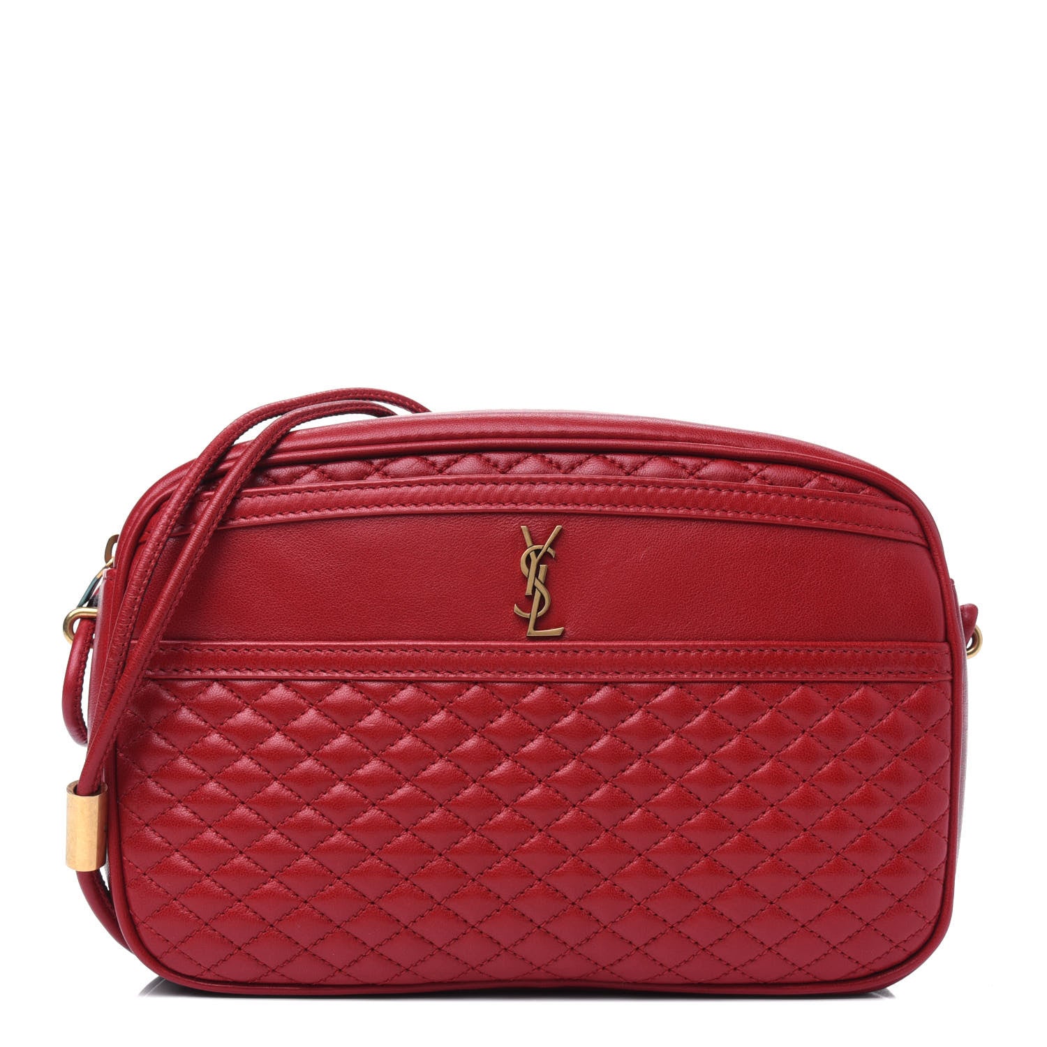 Saint Laurent Lambskin Quilted Monogram Victoire Camera Bag Rouge Eros 1 of 5