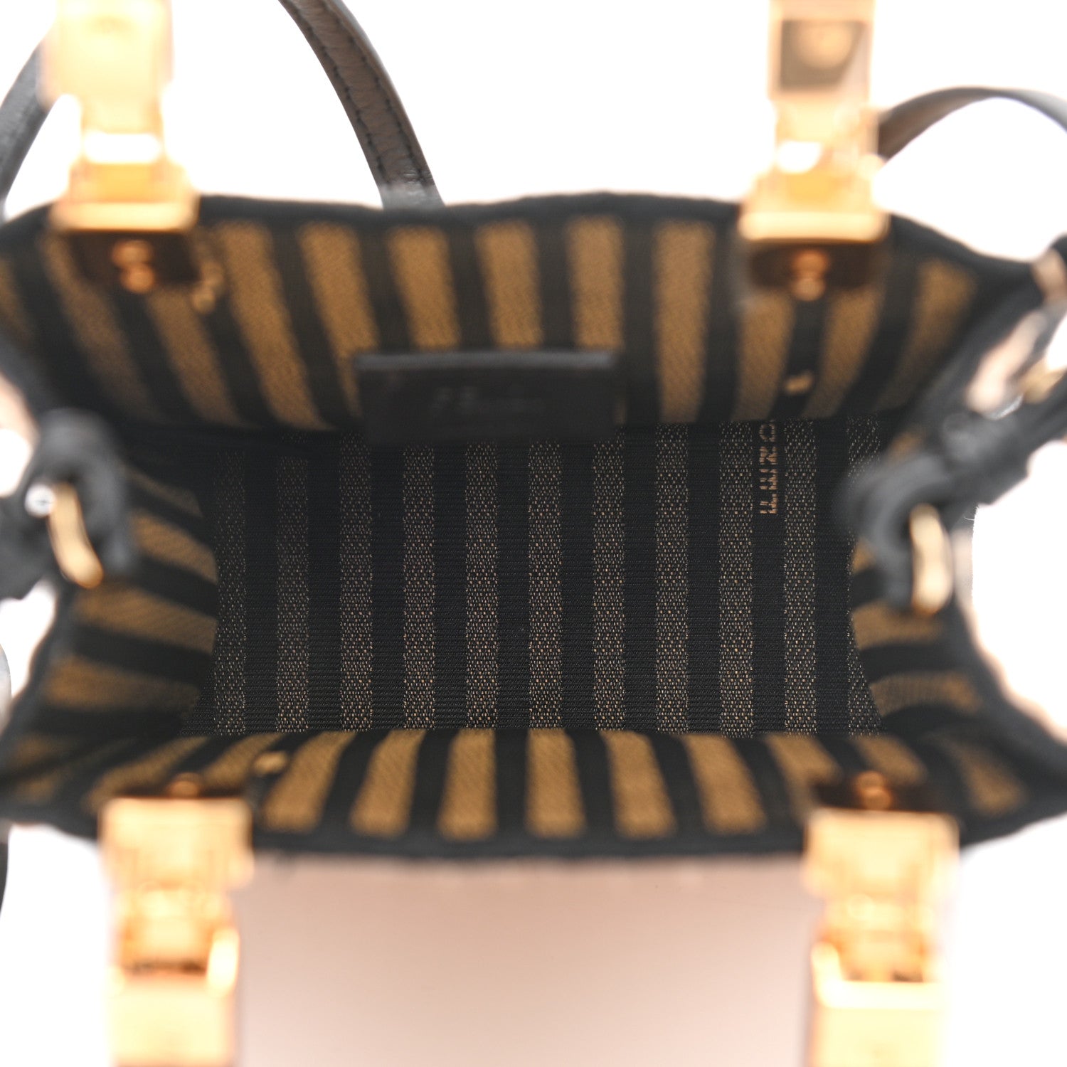 Fendi Straw Vitello Grace Cuoio Logo Braided Embroidered Mini Sunshine Shopper Natural Black 5 of 10