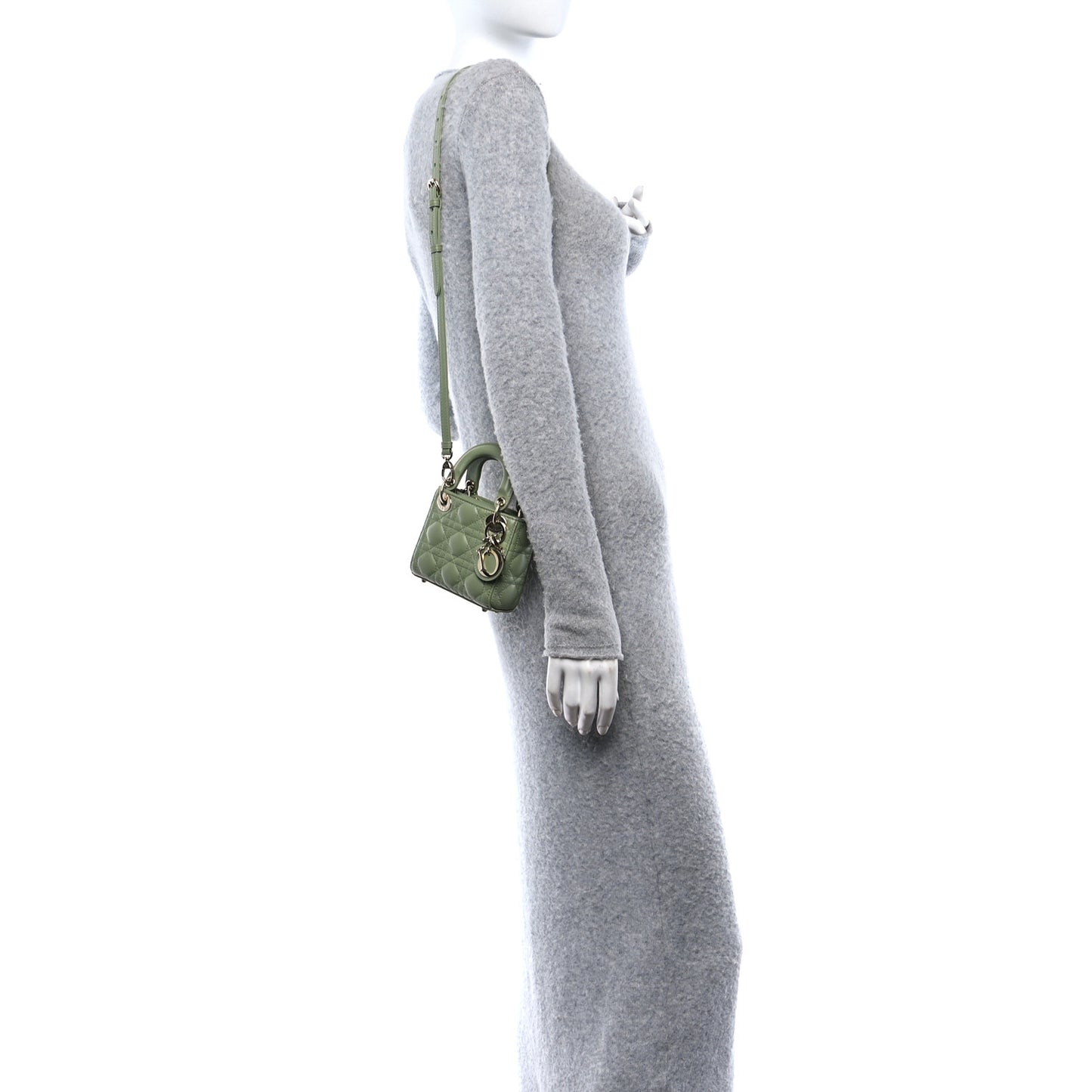 Lambskin Cannage Micro Lady Dior Green