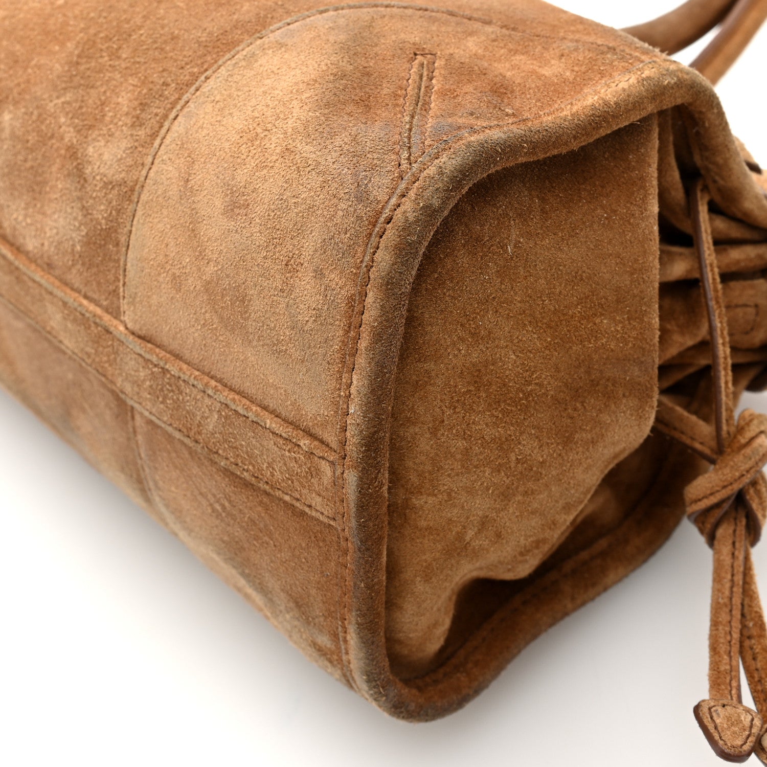 Prada Suede Triangle Medium Bonnie Shoulder Bag Cacao 9 of 9