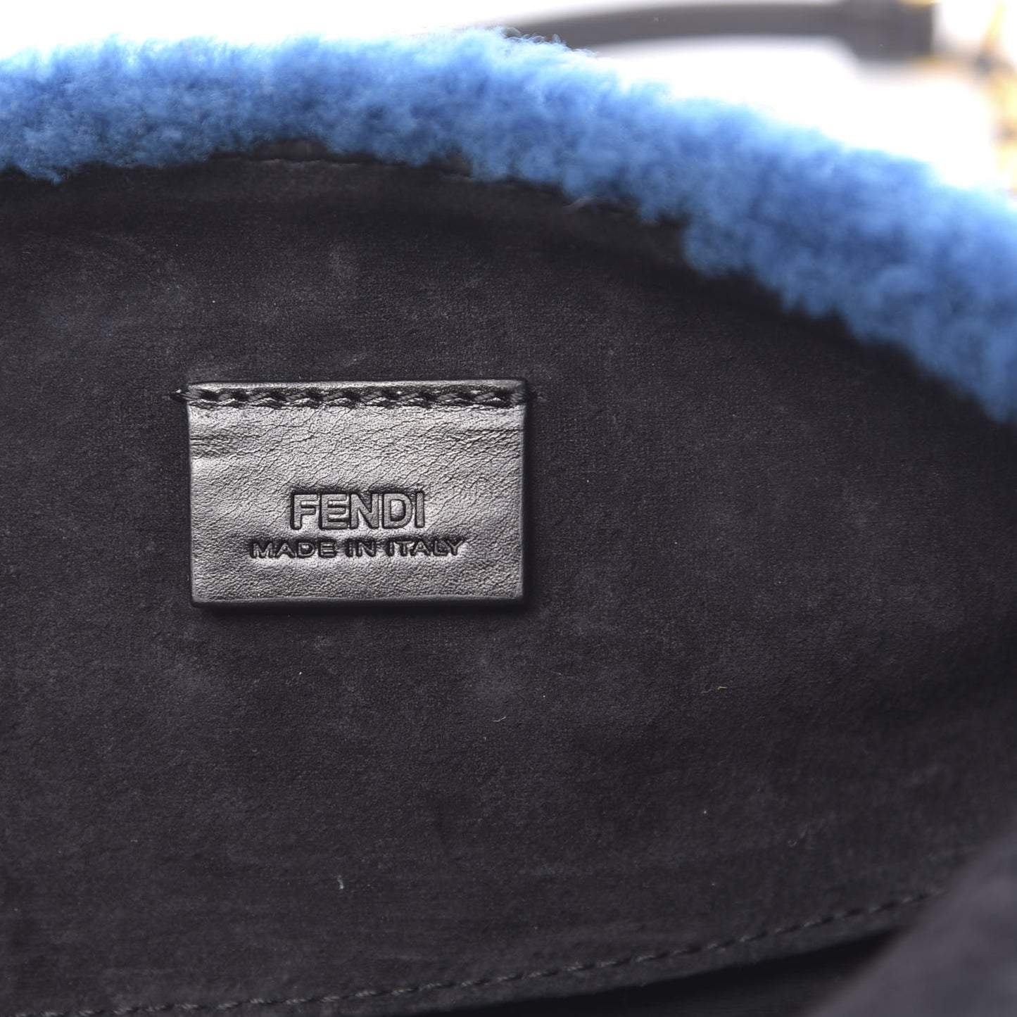 Shearling Nappa Mini Be Baguette Shoulder Bag Blue Black