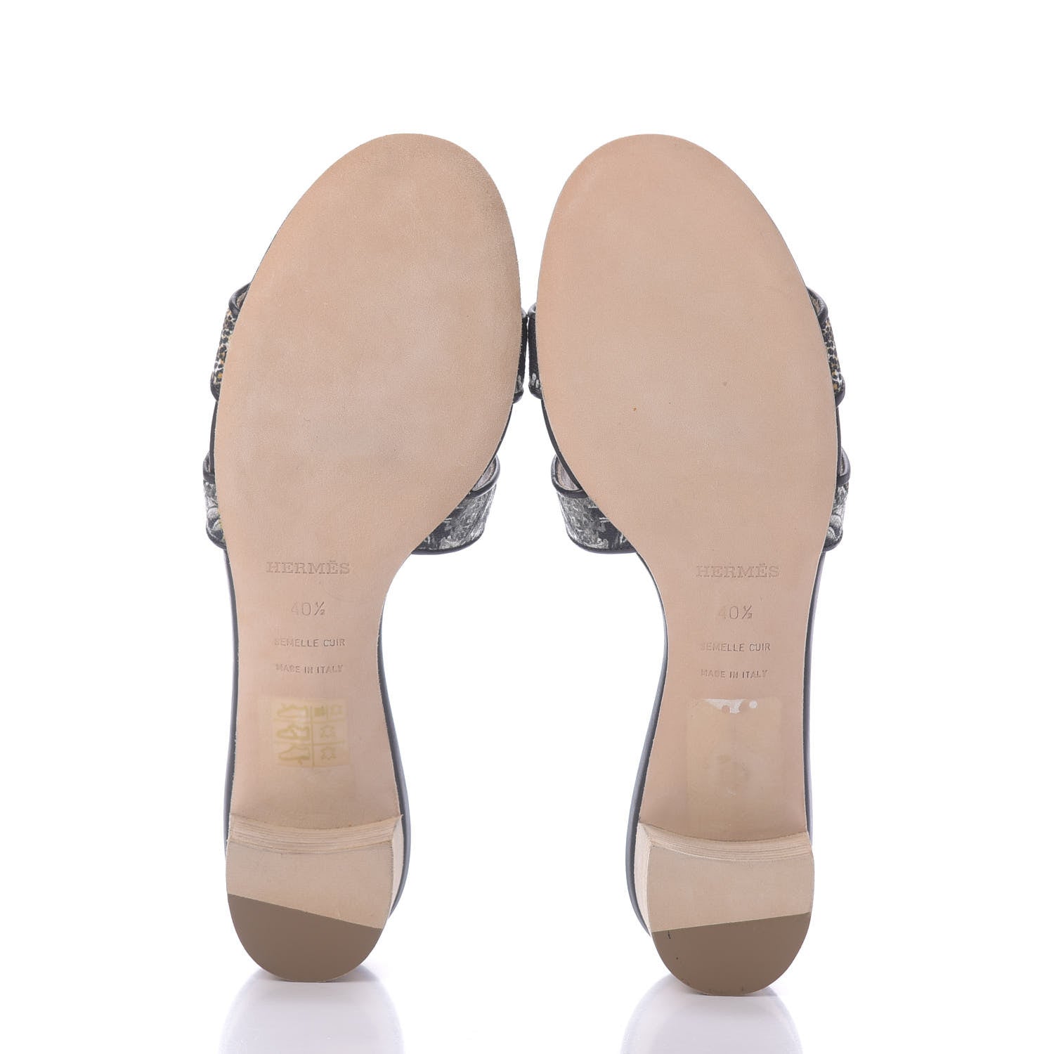 Hermes Canvas Tatoo Print Oasis Equator Sandals 40.5 Black 6 of 10