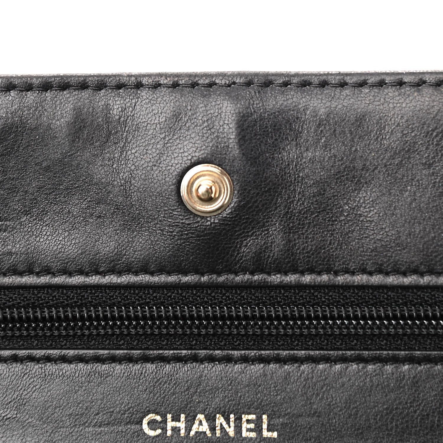 Chanel Lambskin Chevron Quilted Wallet On Chain WOC Black 11 of 12