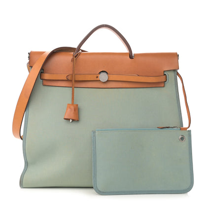 Hermes Toile Officier Barenia Herbag Zip PM 39 Ciel Natural 1 of 22