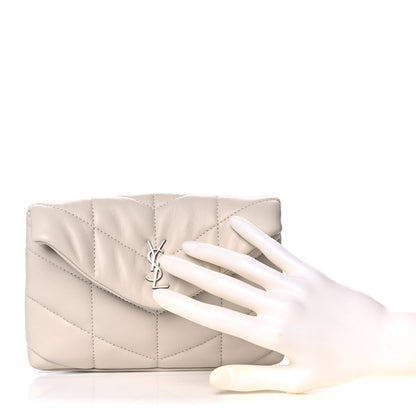 Saint Laurent Lambskin Monogram Loulou Puffer Pouch Clutch Crema Soft 2 of 10