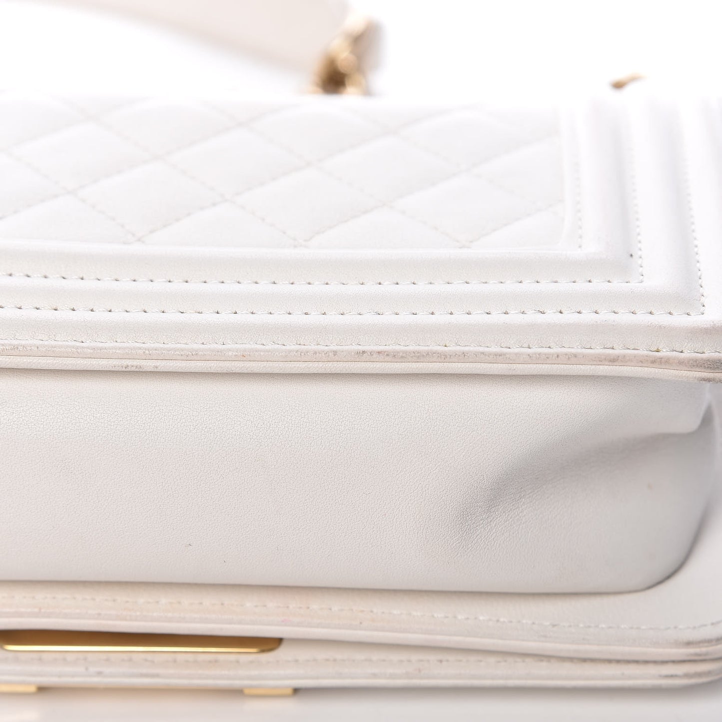 Calfskin Quilted Small Boy Flap White
