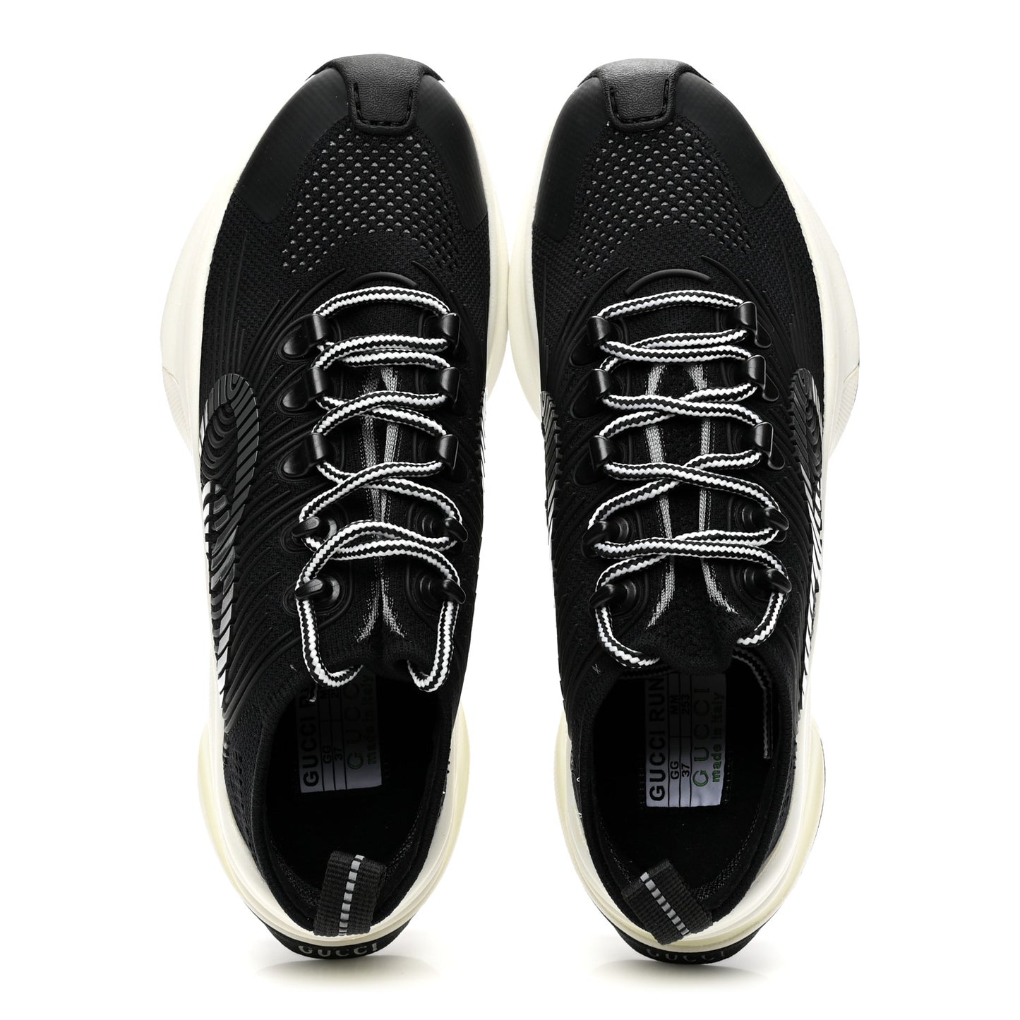 Technical Knit Fabric Waves Womens Gucci Run Sneakers 37 Black Loess