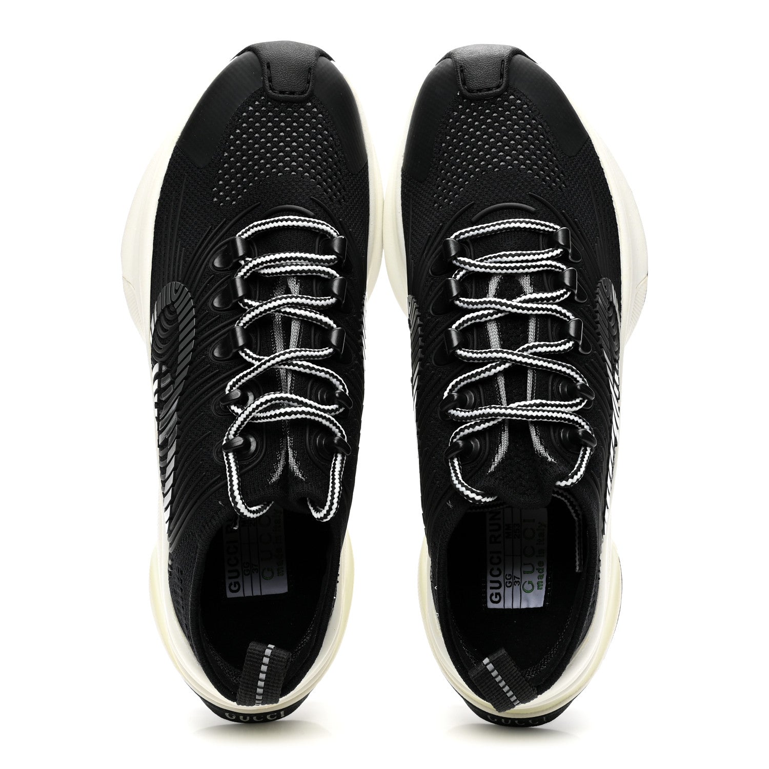 Gucci Technical Knit Fabric Waves Womens Gucci Run Sneakers 37 Black Loess 5 of 9