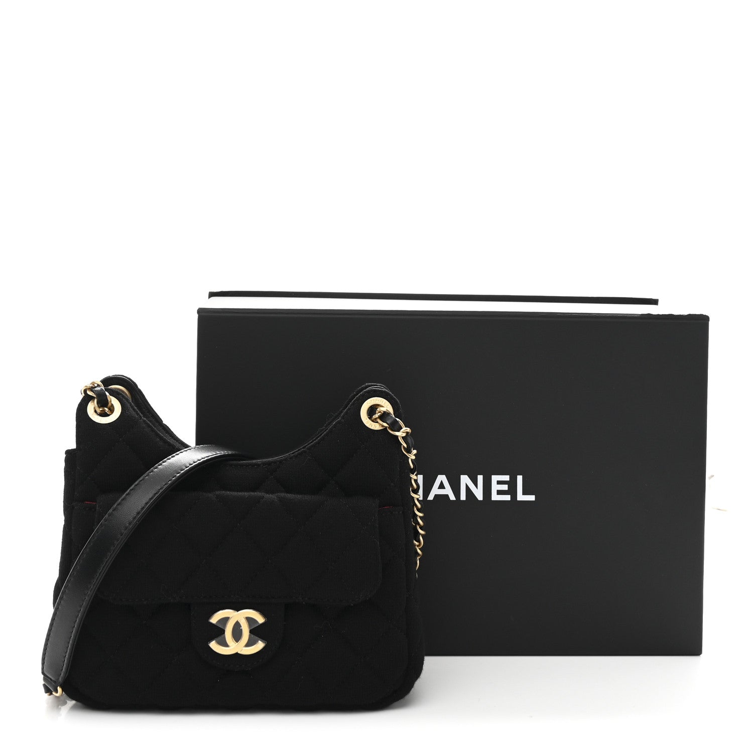 Chanel Jersey Quilted Small Wavy CC Hobo Black 11 of 11