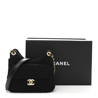 Chanel Jersey Quilted Small Wavy CC Hobo Black 11 of 11