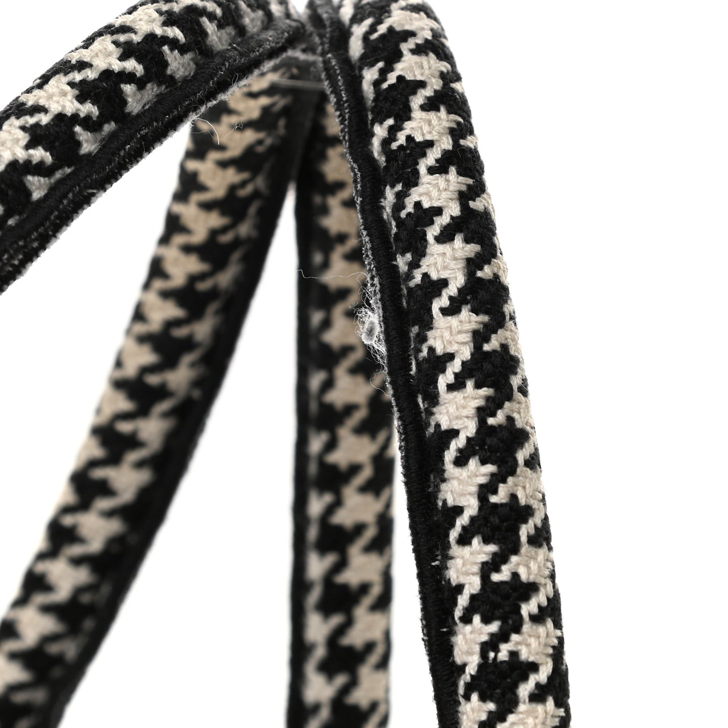 Canvas Houndstooth Embroidered Book Tote Black White