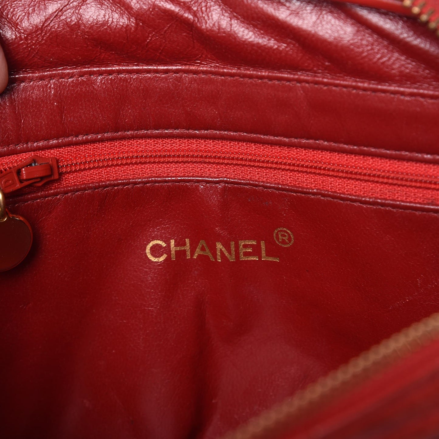 Lambskin Quilted Camera Case Red