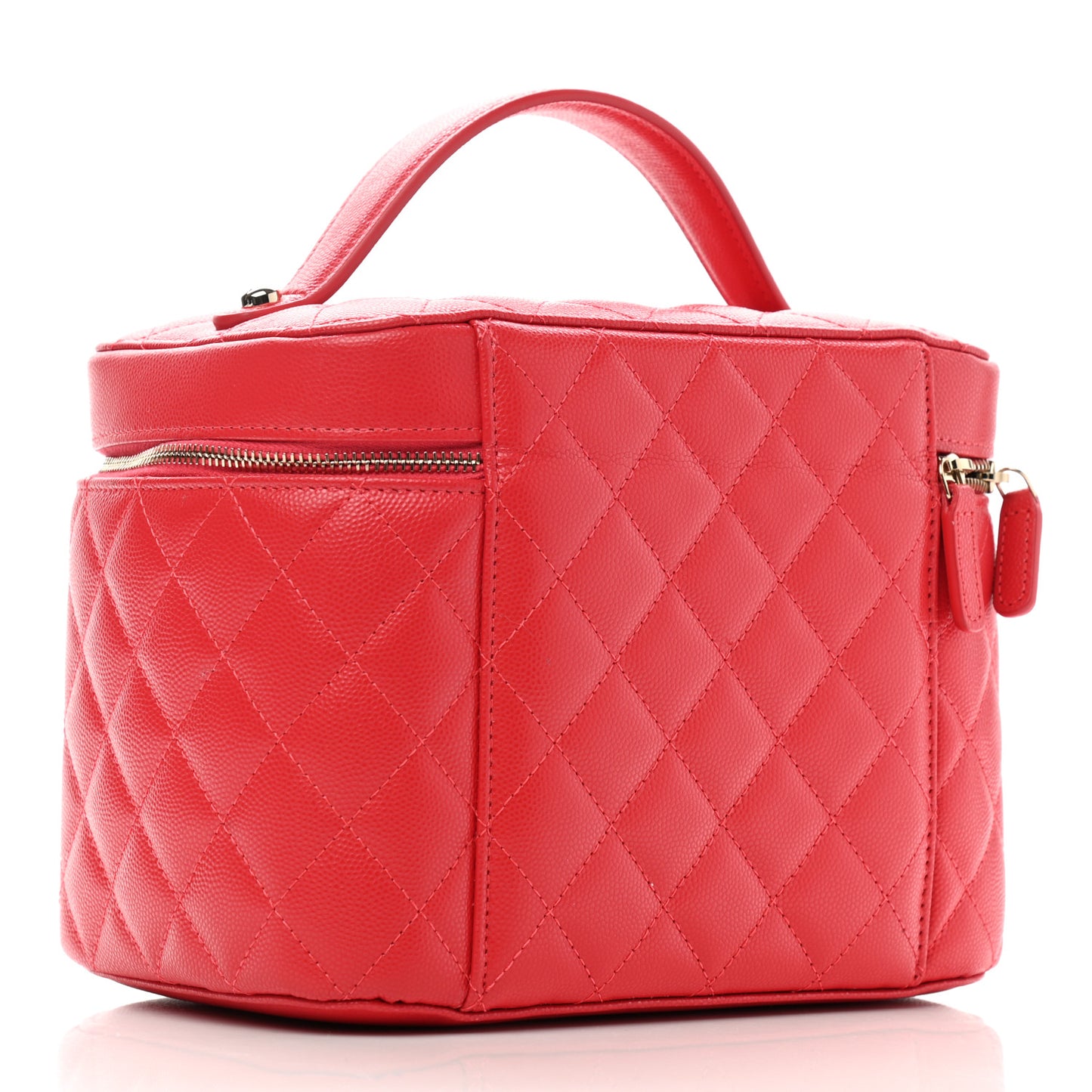 Caviar Quilted Large Vanity Pouch Red