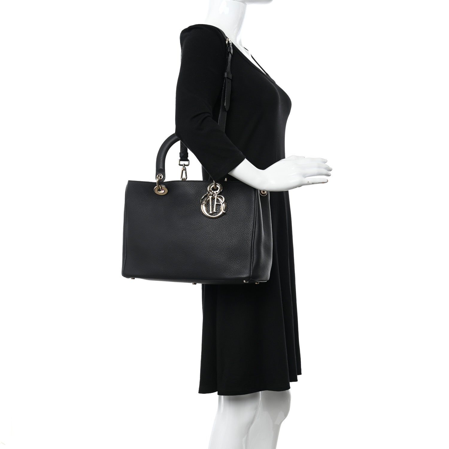 Christian Dior Bullcalf Diorissimo Tote Black Rose Indien 2 of 12