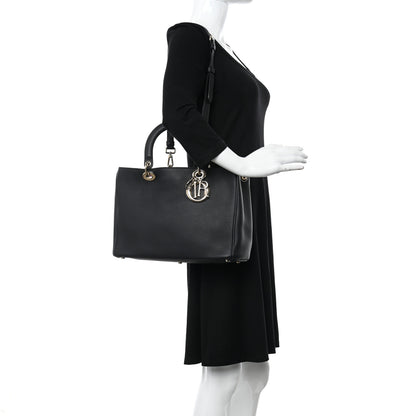 Christian Dior Bullcalf Diorissimo Tote Black Rose Indien 2 of 12