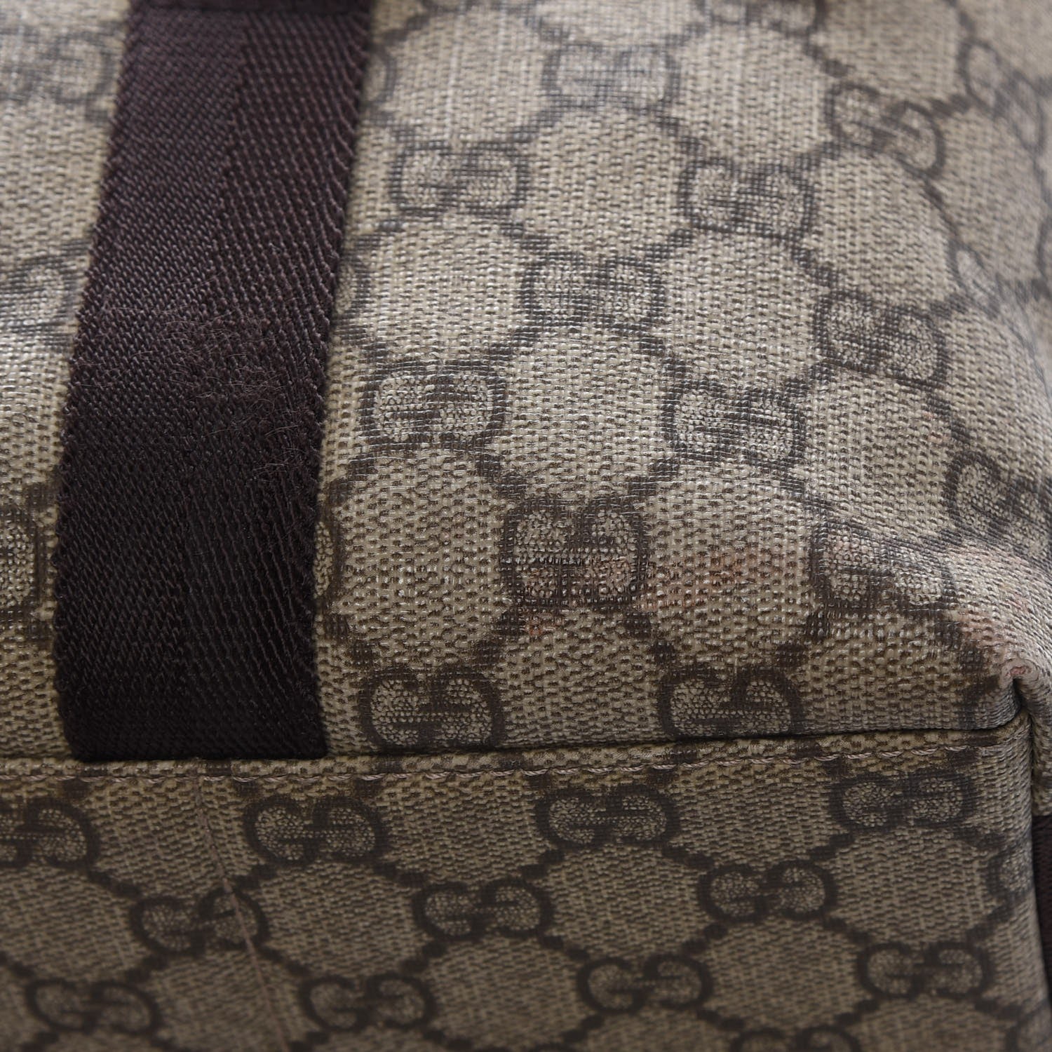 Gucci GG Plus Monogram Large Double Buckle Flap Messenger Bag Beige Dark Brown 10 of 12