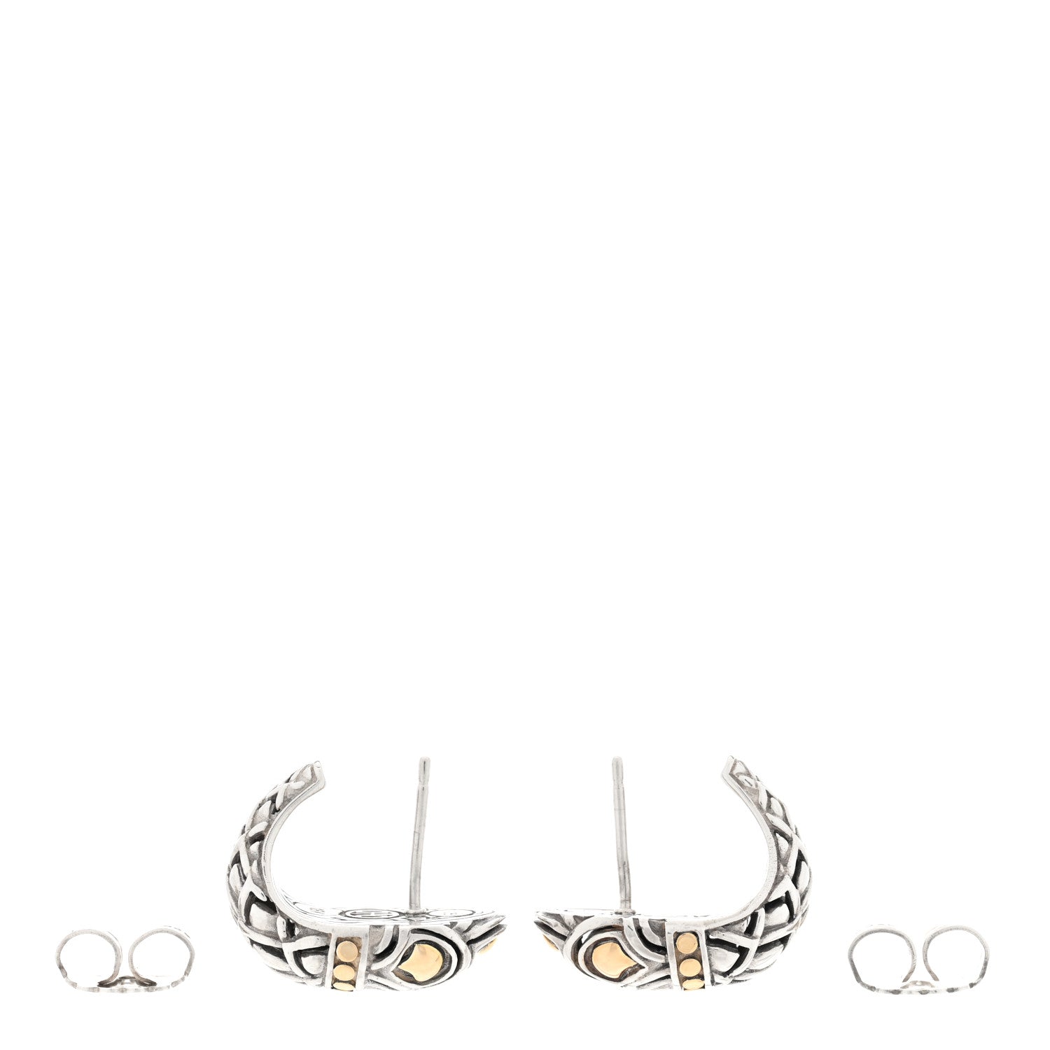 John Hardy Sterling Silver 18K Yellow Gold Naga Shrimp Earrings 3 of 4