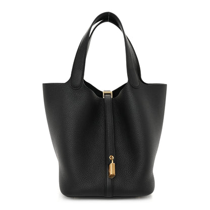 Hermes Taurillon Clemence Picotin Lock 22 MM Black 1 of 11