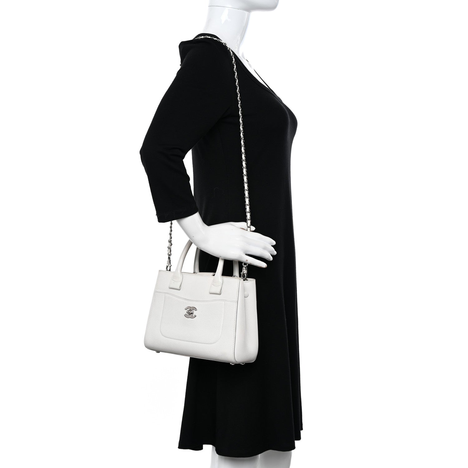 Chanel Grained Calfskin Mini Neo Executive Shopper Tote White 2 of 14