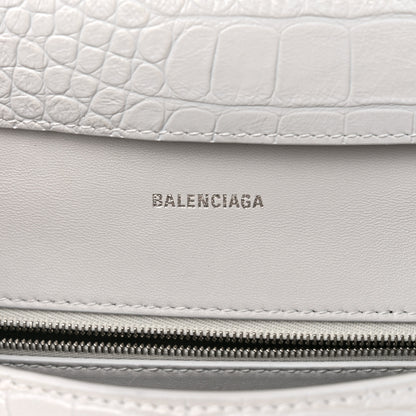 Balenciaga Extra Supple Calfskin Crocodile Embossed M Downtown Shoulder Bag White 6 of 14