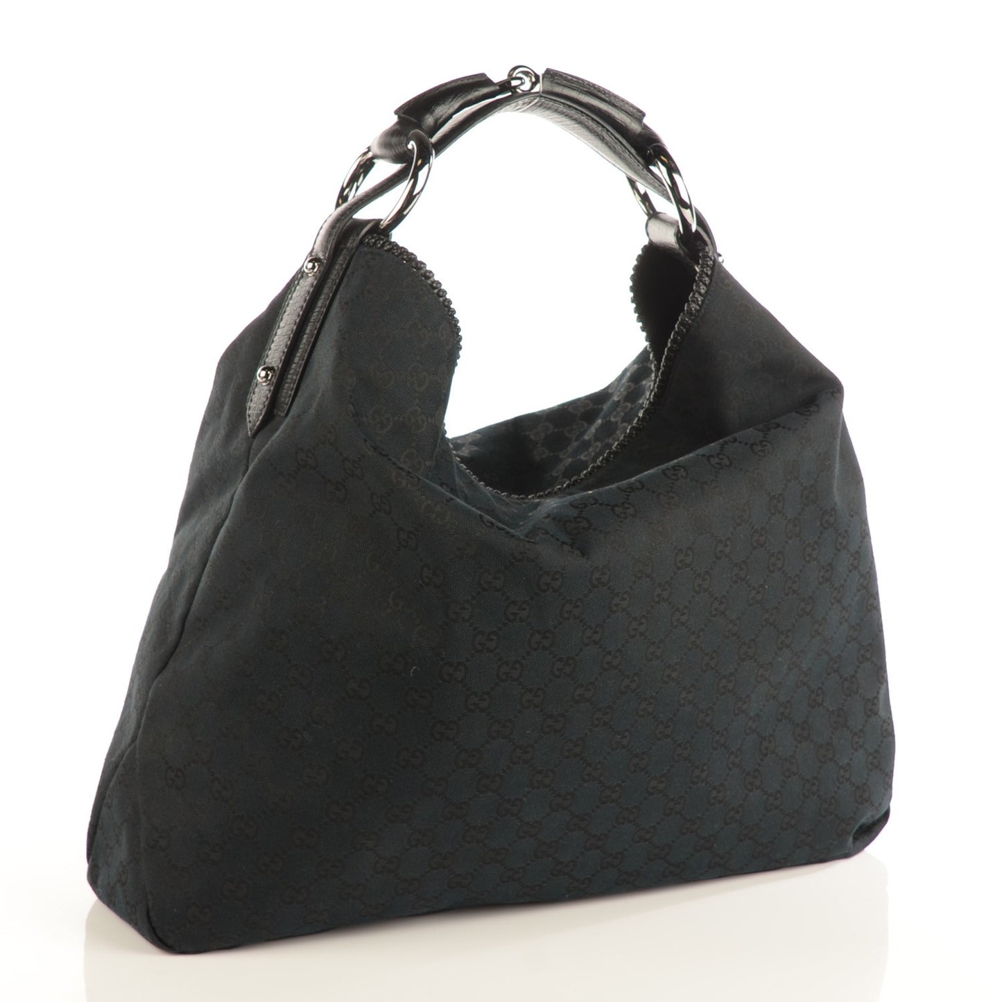 Monogram Large Horsebit Chain Hobo Black