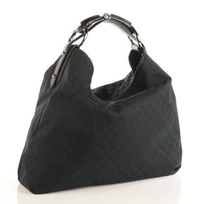 Gucci Monogram Large Horsebit Chain Hobo Black 3 of 7