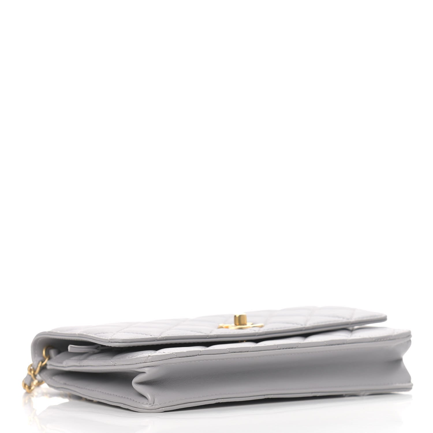 Chanel Lambskin Quilted CC Pearl Crush Wallet on Chain WOC Grey 4 of 11