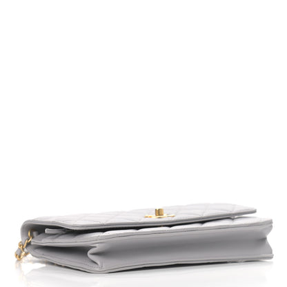 Chanel Lambskin Quilted CC Pearl Crush Wallet on Chain WOC Grey 4 of 11