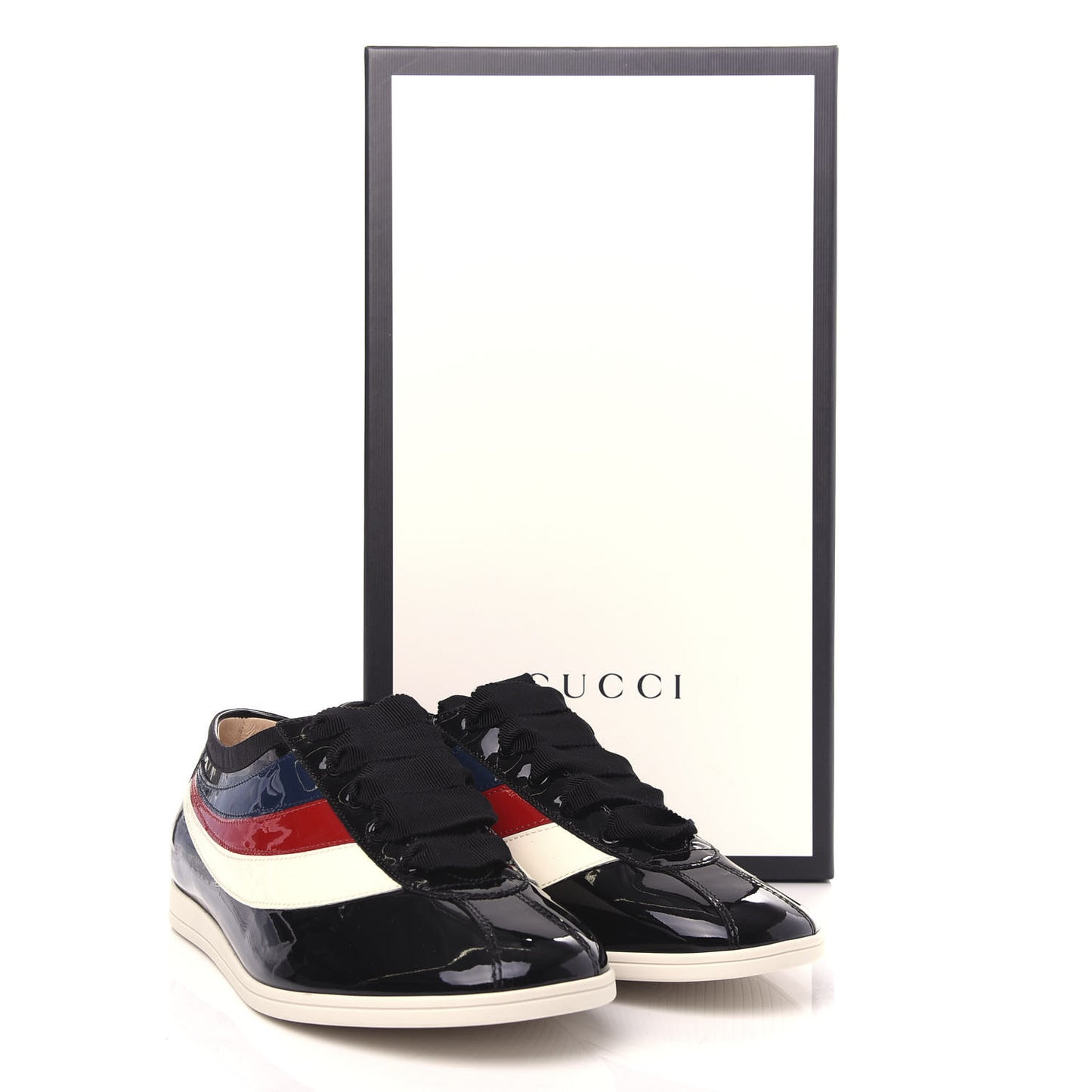Patent Calfskin Mens Web Falacer Sneakers 8 Black