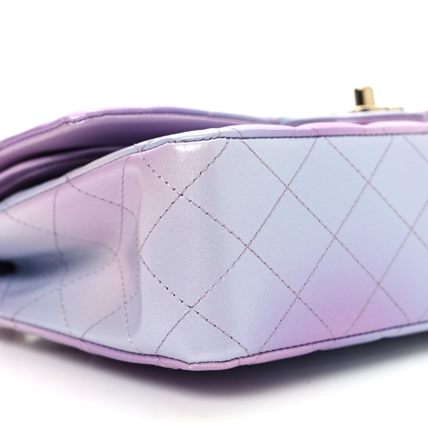 Lambskin Quilted Tie Dye Ombre Medium Double Flap Purple Blue Pink