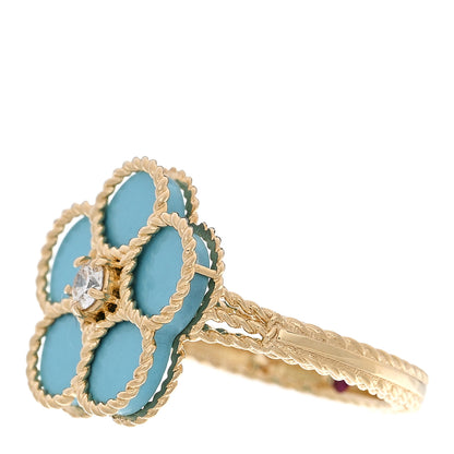 Roberto Coin 18K Yellow Gold Diamond Turquoise Daisy Ring 53 6.5 3 of 6
