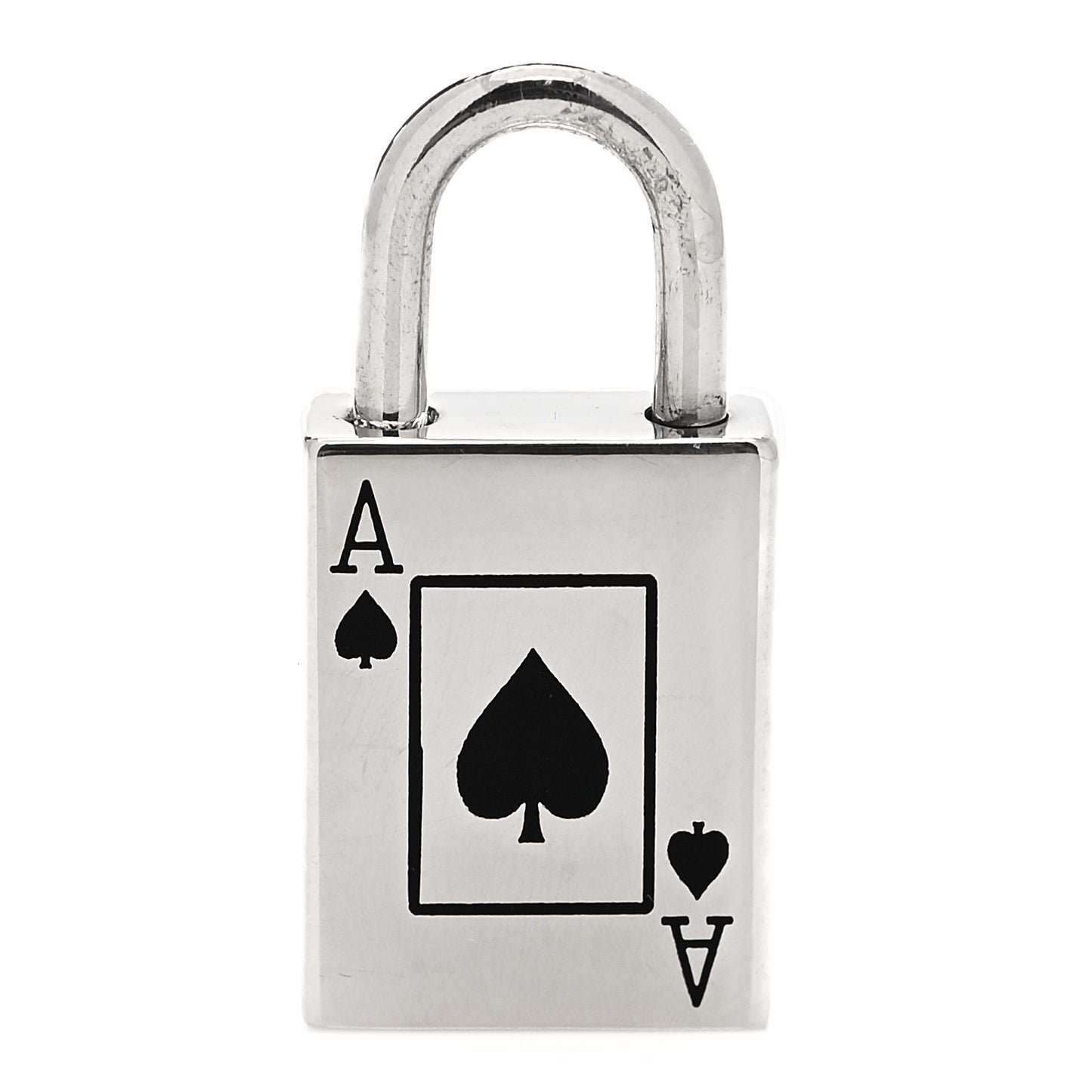 Sterling Silver Enamel Ace of Spades Padlock Charm