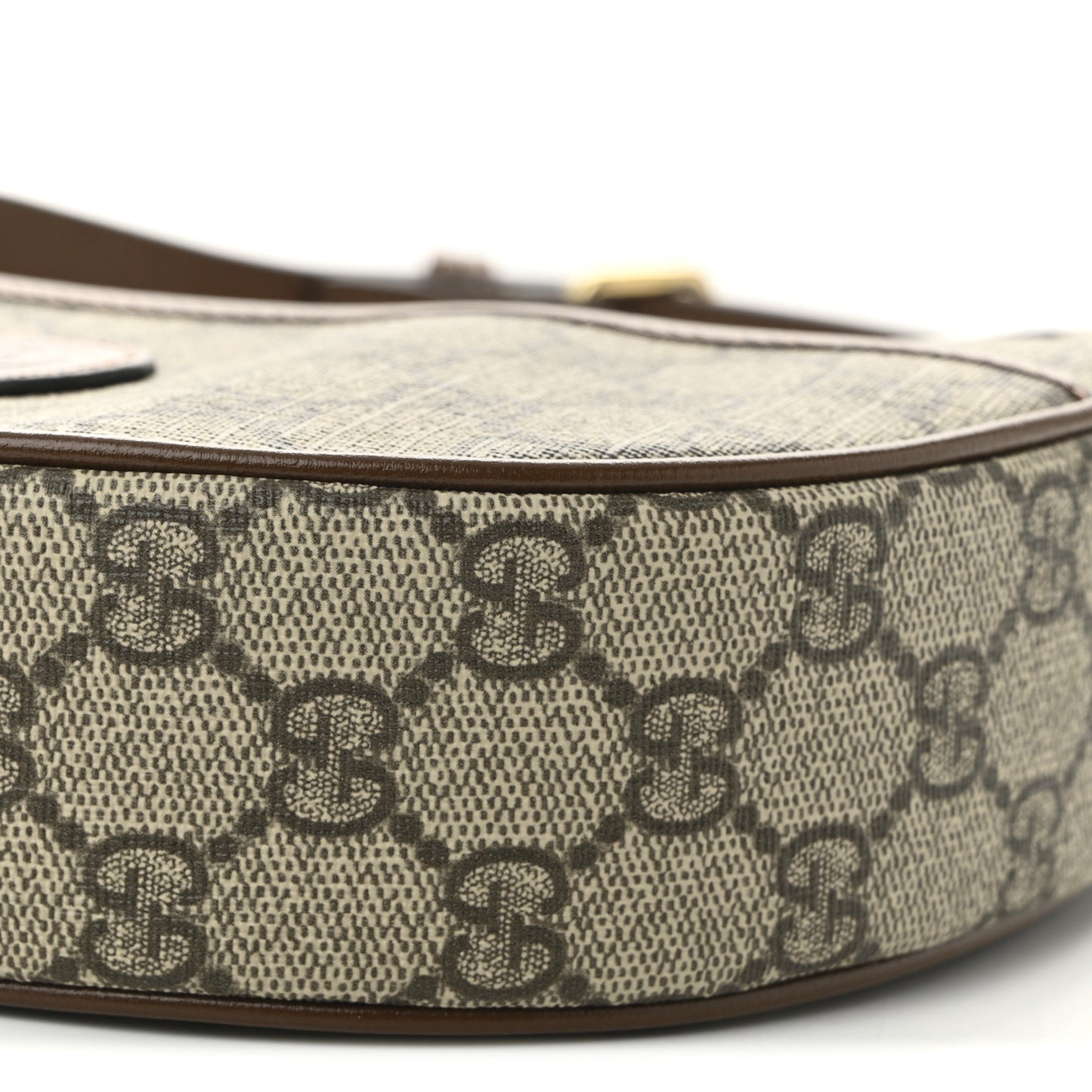 GG Supreme Monogram Azalea Calfskin Mini Retro Interlocking G Half Moon Bag Beige Ebony Brown Sugar