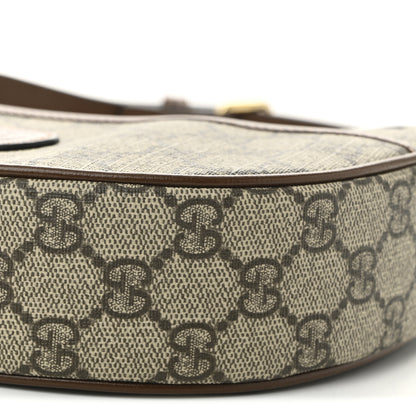 Gucci GG Supreme Monogram Azalea Calfskin Mini Retro Interlocking G Half Moon Bag Beige Ebony Brown Sugar 10 of 11