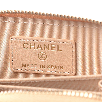 Chanel Iridescent Caviar Quilted Zip Around Coin Purse Beige 5 of 7
