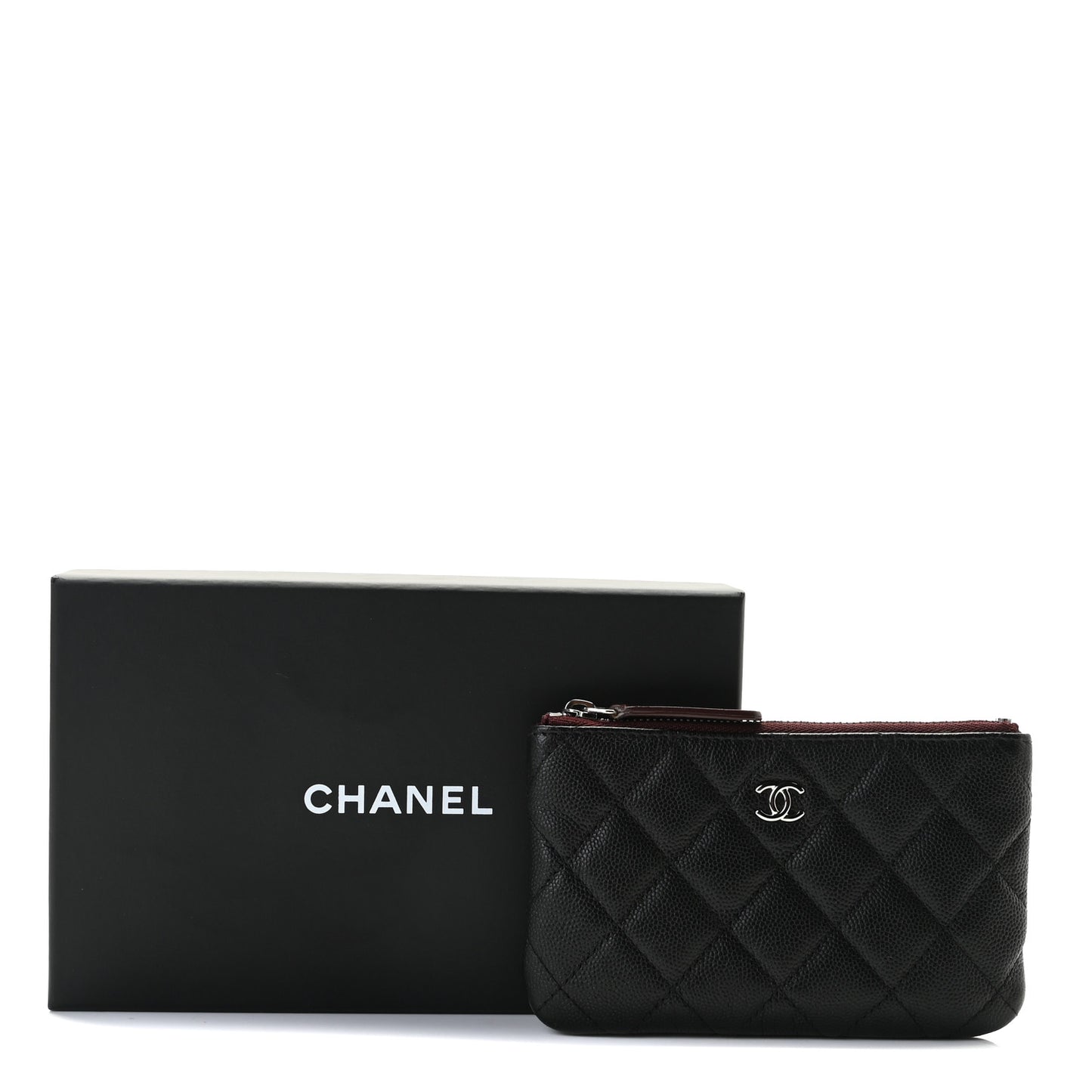 Caviar Quilted Small Cosmetic Case Black