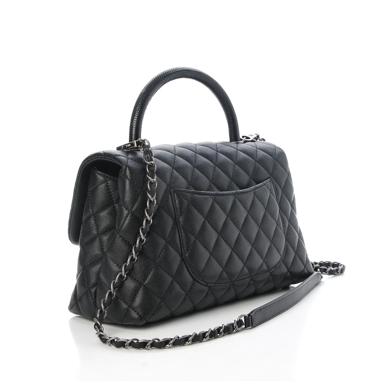 Chanel Caviar Lizard Quilted Small Coco Handle Flap Black 4 of 8
