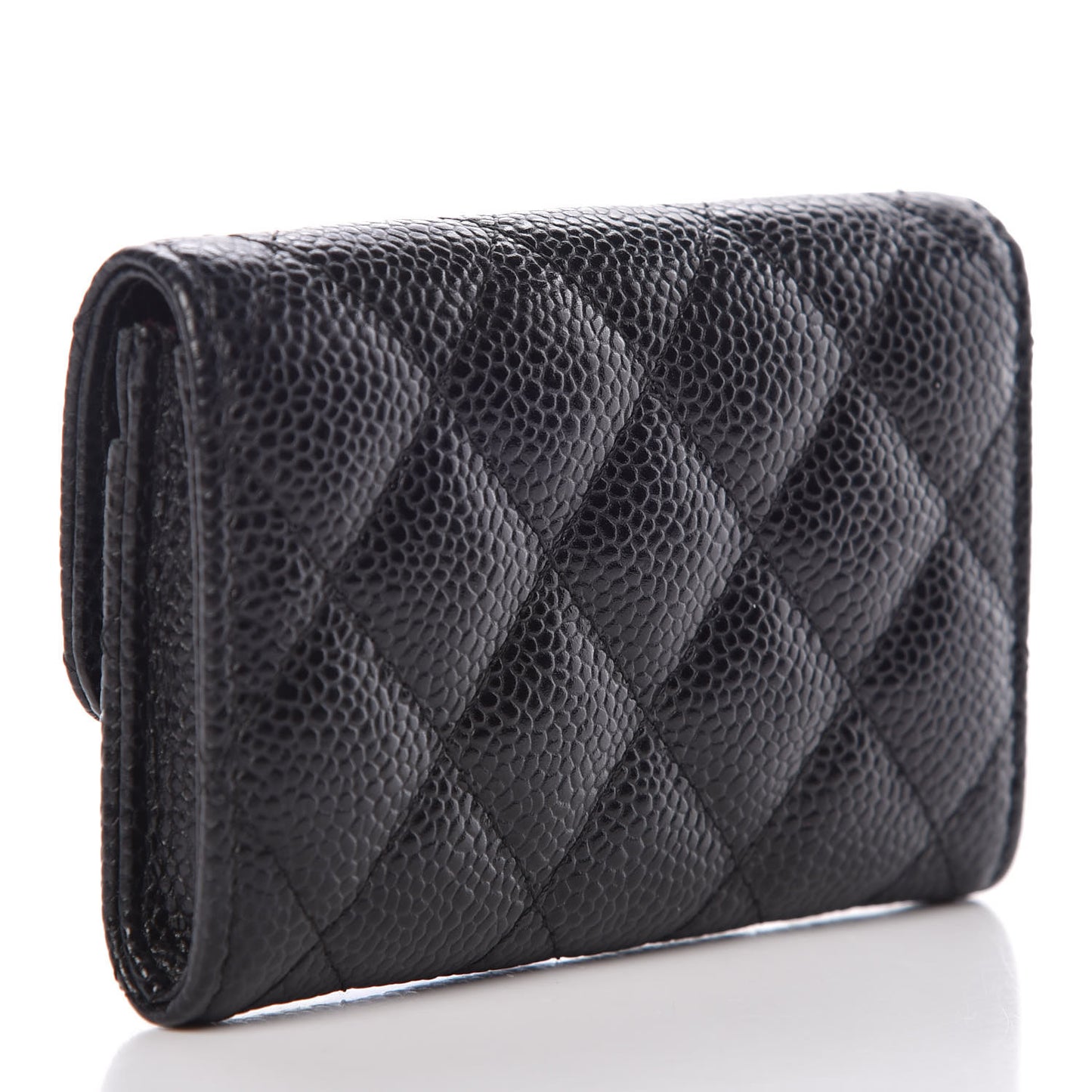 Caviar Quilted Flap Card Holder Black