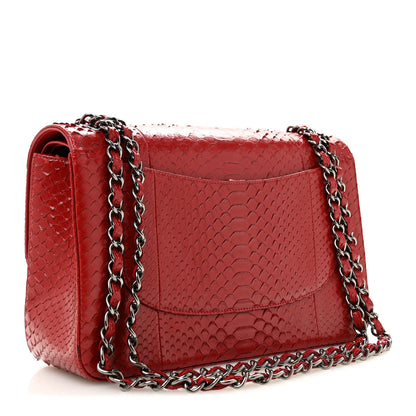 Chanel Snakeskin Jumbo Double Flap Red 3 of 14