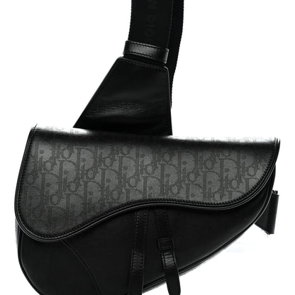 Christian Dior Calfskin Perforated Oblique Galaxy Mens Saddle Bag Black 7 of 10