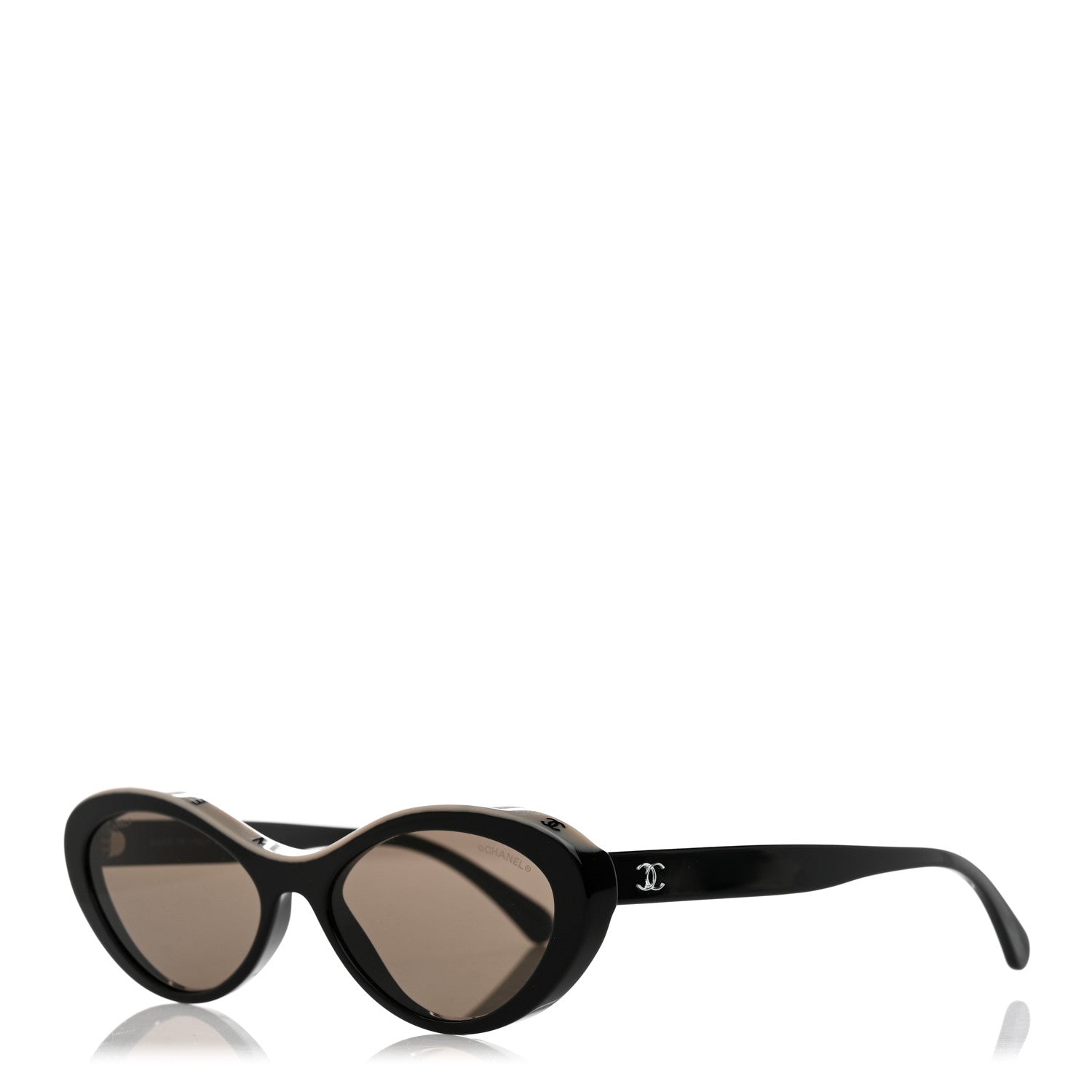 Chanel Acetate Oval Sunglasses 5416 Black Beige 1 of 7
