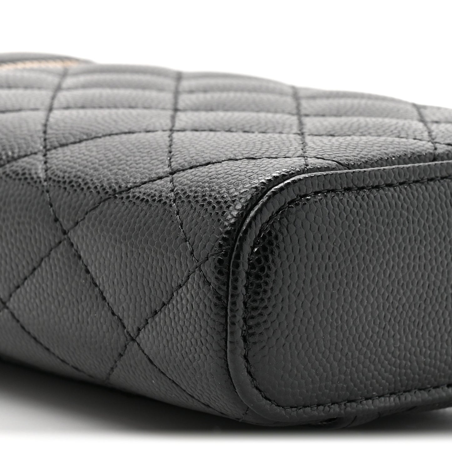 Caviar Quilted Phone Holder With Chain Black