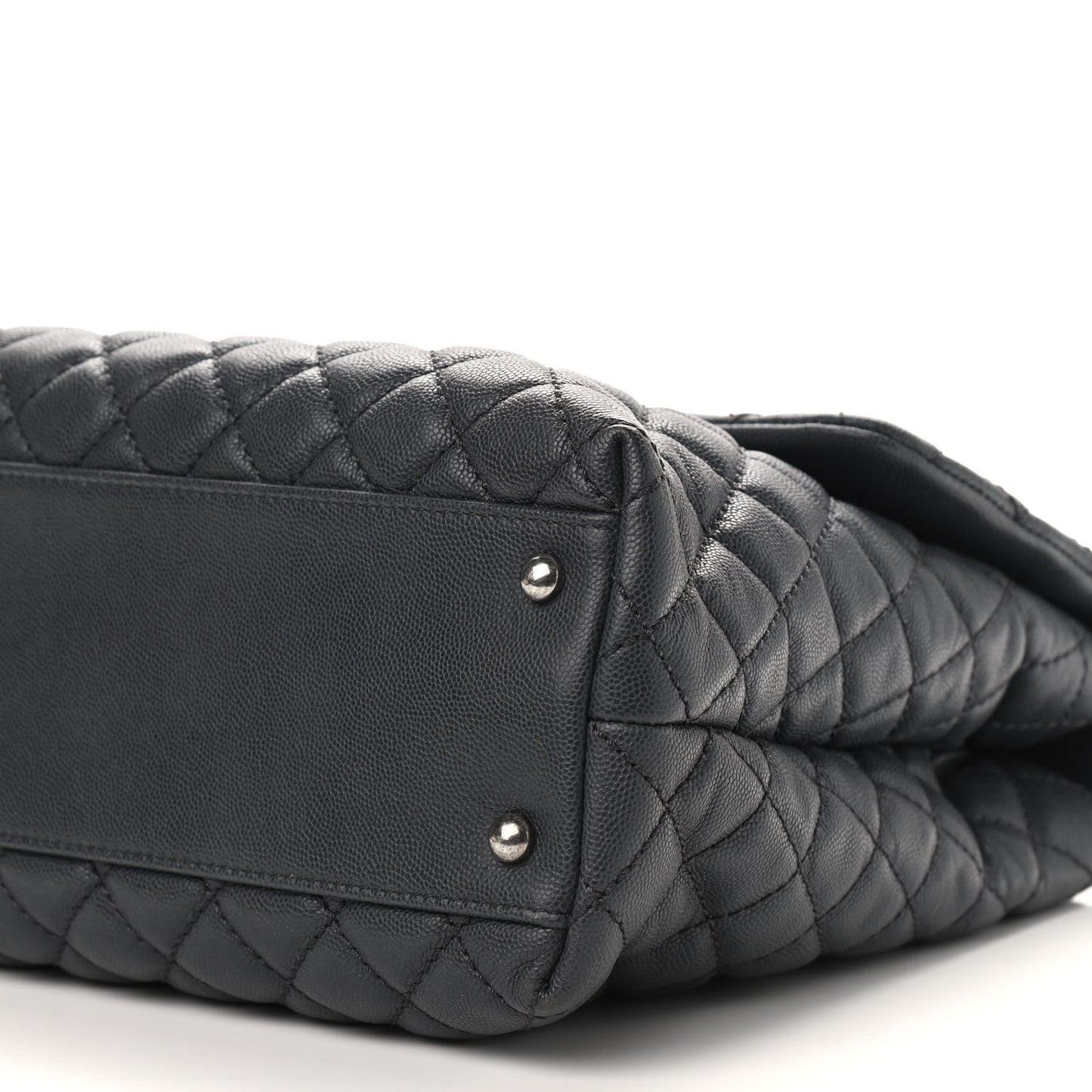 Caviar Lizard Quilted Large Coco Handle Flap Grey