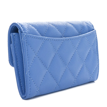 Chanel Caviar Quilted Flap Card Holder Wallet Blue 3 of 12