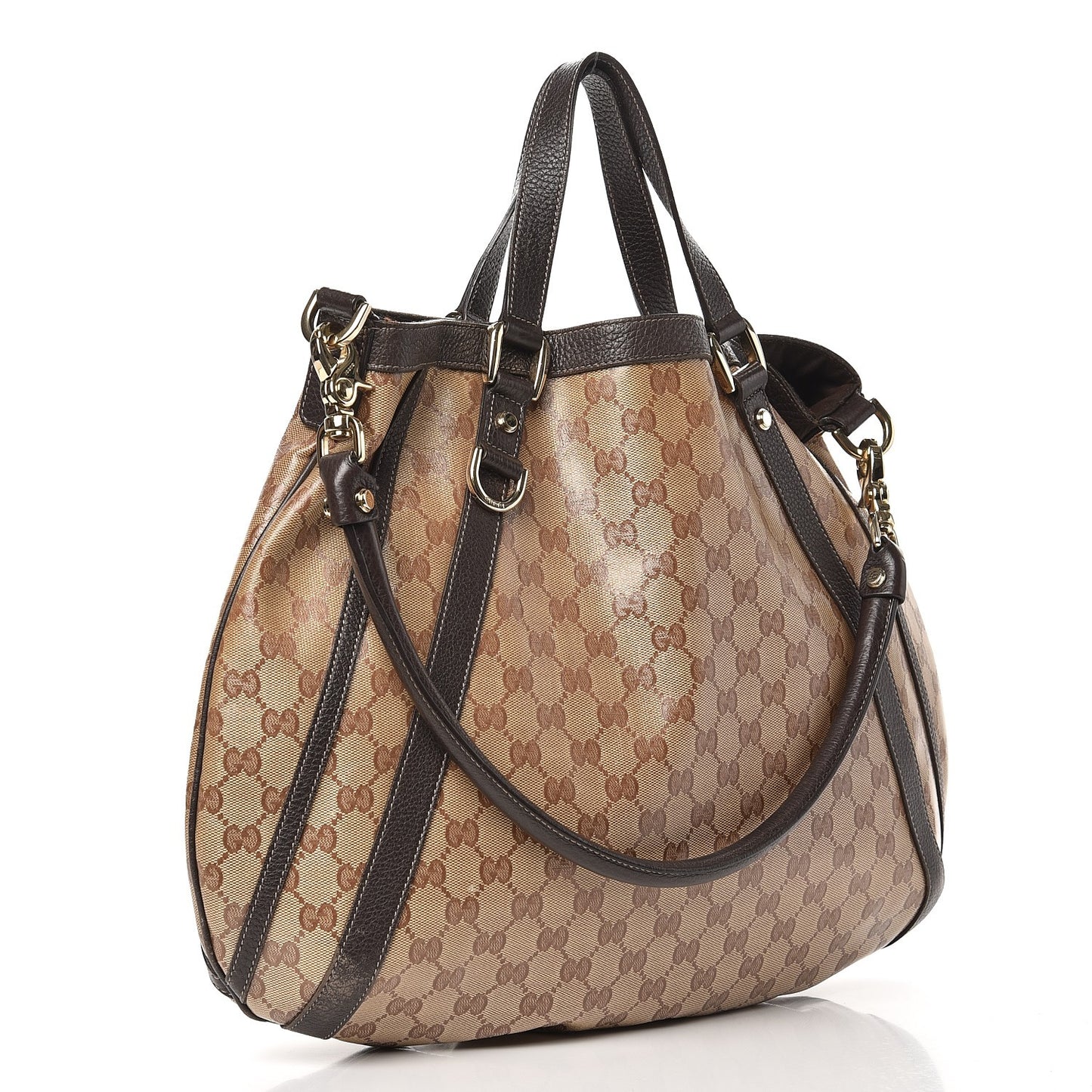 Crystal Monogram Medium Abbey Convertible Tote Dark Brown