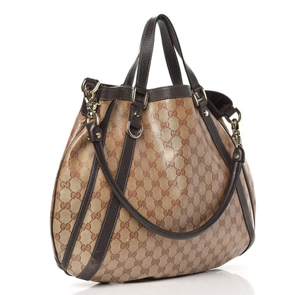 Gucci Crystal Monogram Medium Abbey Convertible Tote Dark Brown 3 of 10