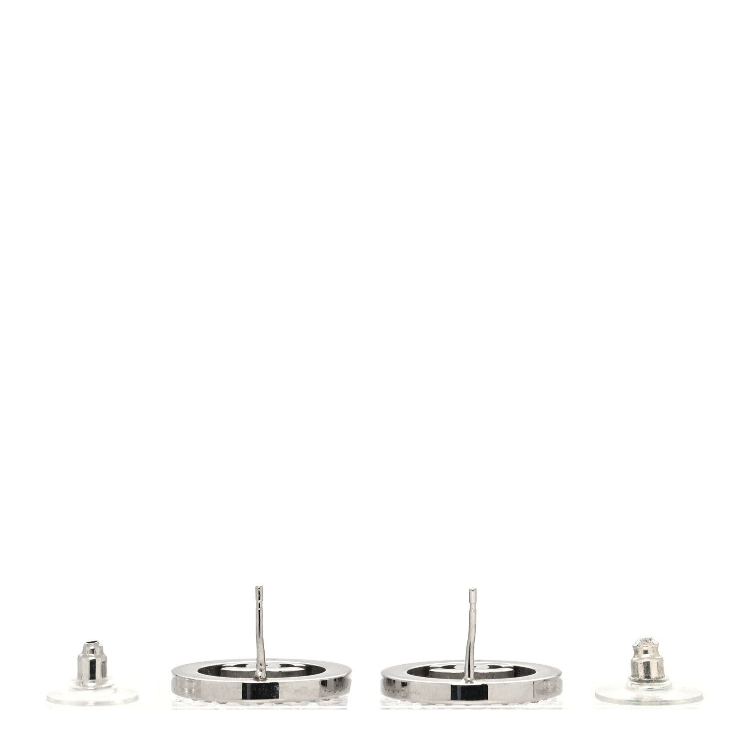 Chanel Crystal CC Round Earrings Silver 3 of 4