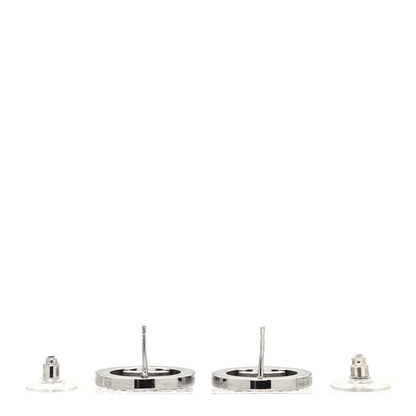 Chanel Crystal CC Round Earrings Silver 3 of 4