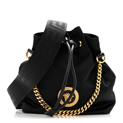 Versace Nylon Medusa Drawstring Bucket Bag Black 1 of 13